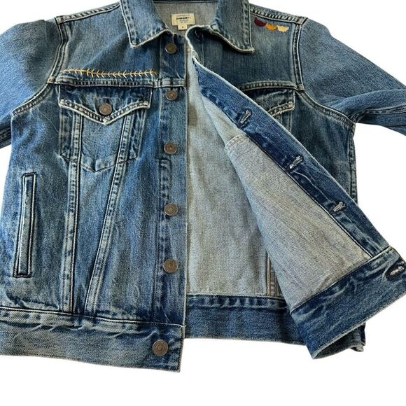 Citizens of Humanity Embroidered Denim Jean Trucker Jacket, S - Picture 8 of 10